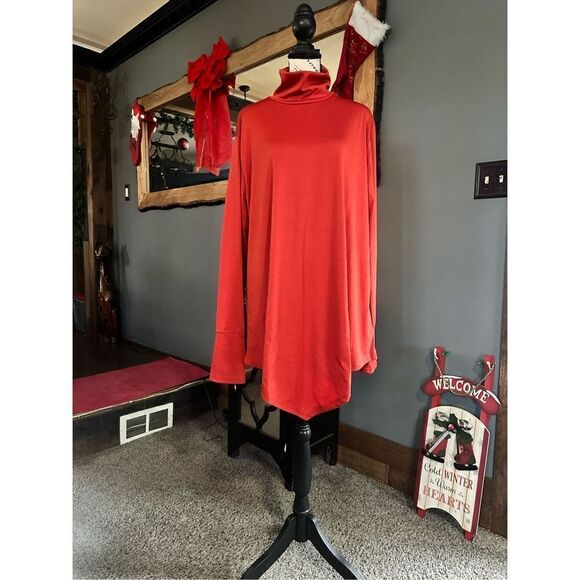🔥Miss look Red Long turtleneck, asymmetrical perfect for the holidays. Xl - Picture 4 of 13
